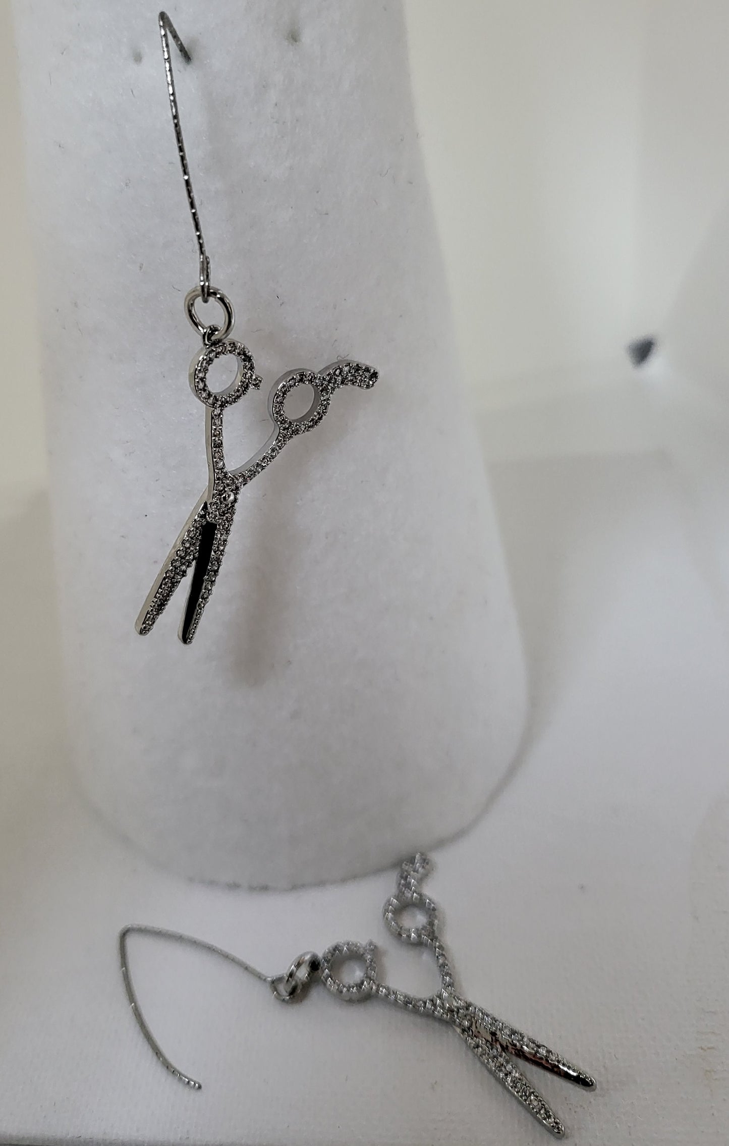 Cubic Zirconia Etched Scissor Earrings