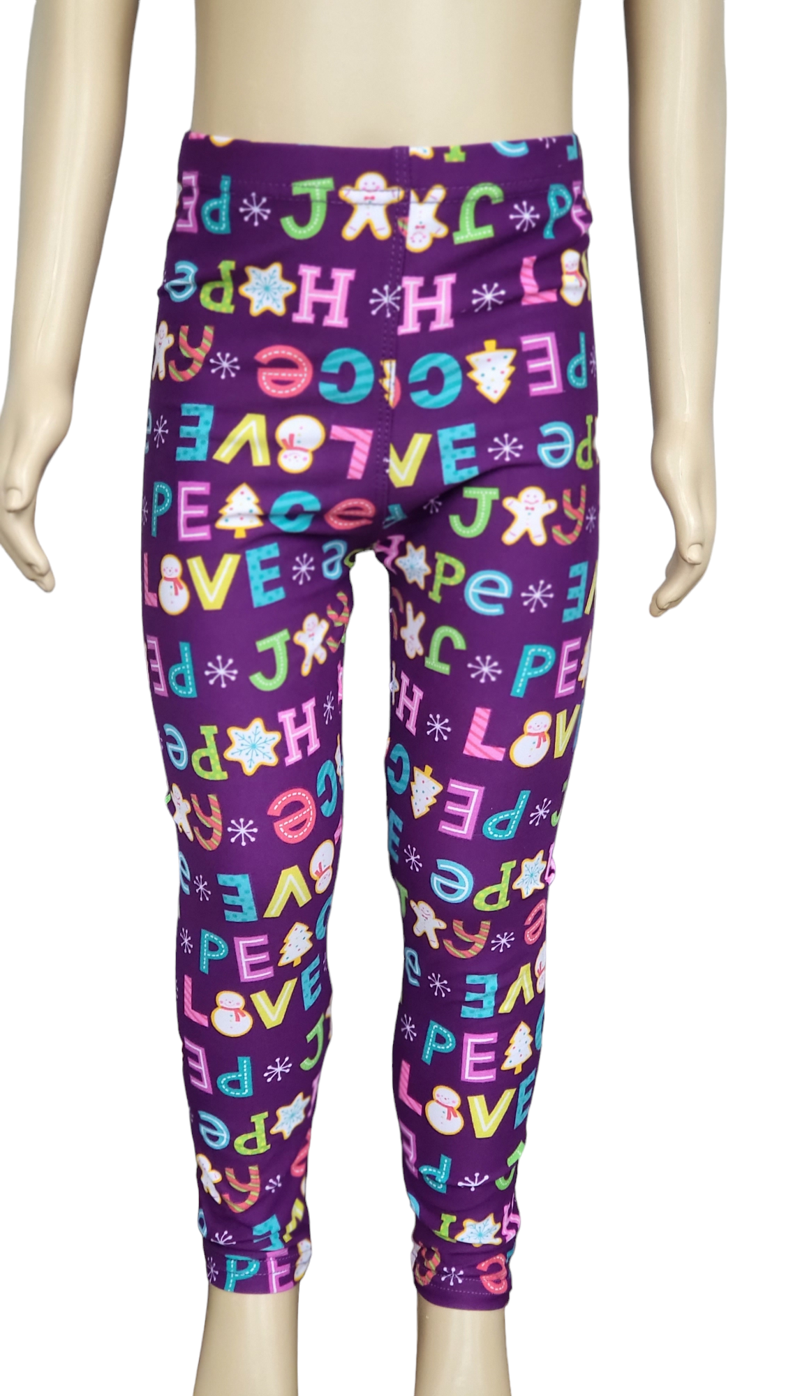 Girls Christmas Leggings"Peace Love, Joy"