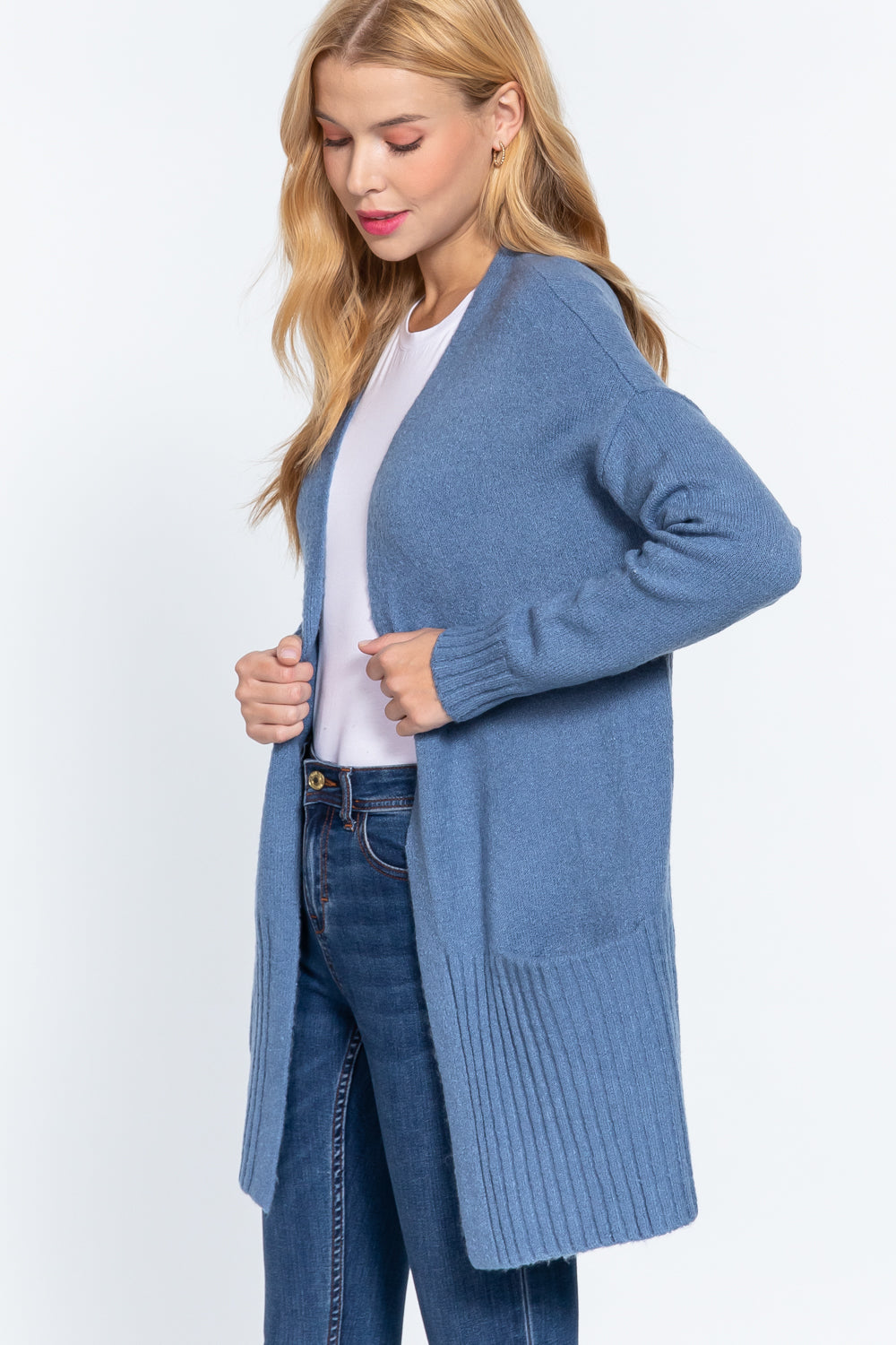 Open Front Blue Cardigan