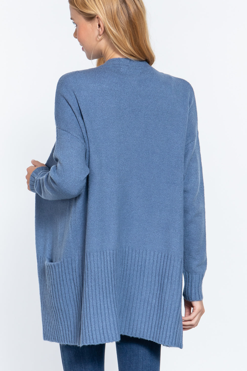 Open Front Blue Cardigan