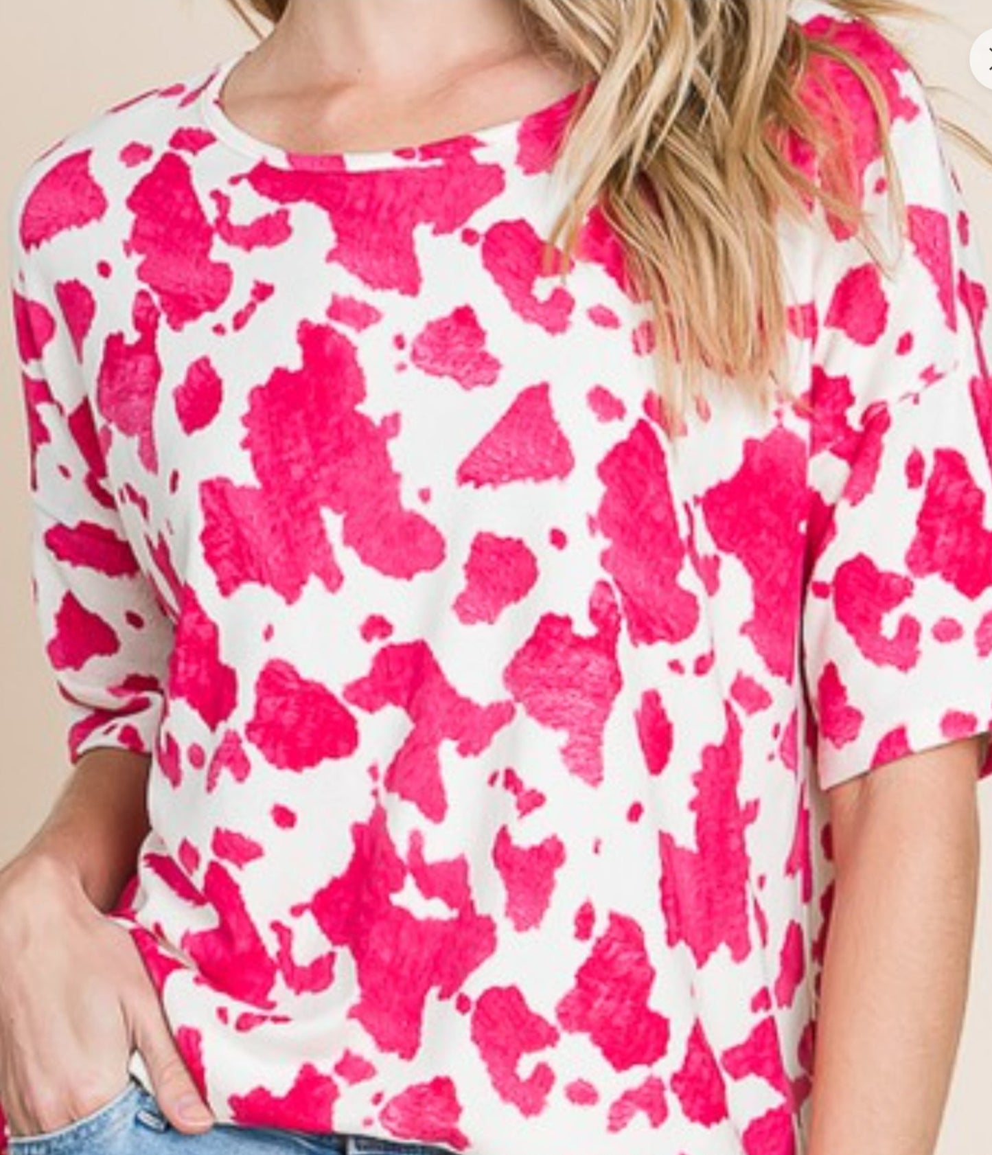 Loose Fit Cow Print Top