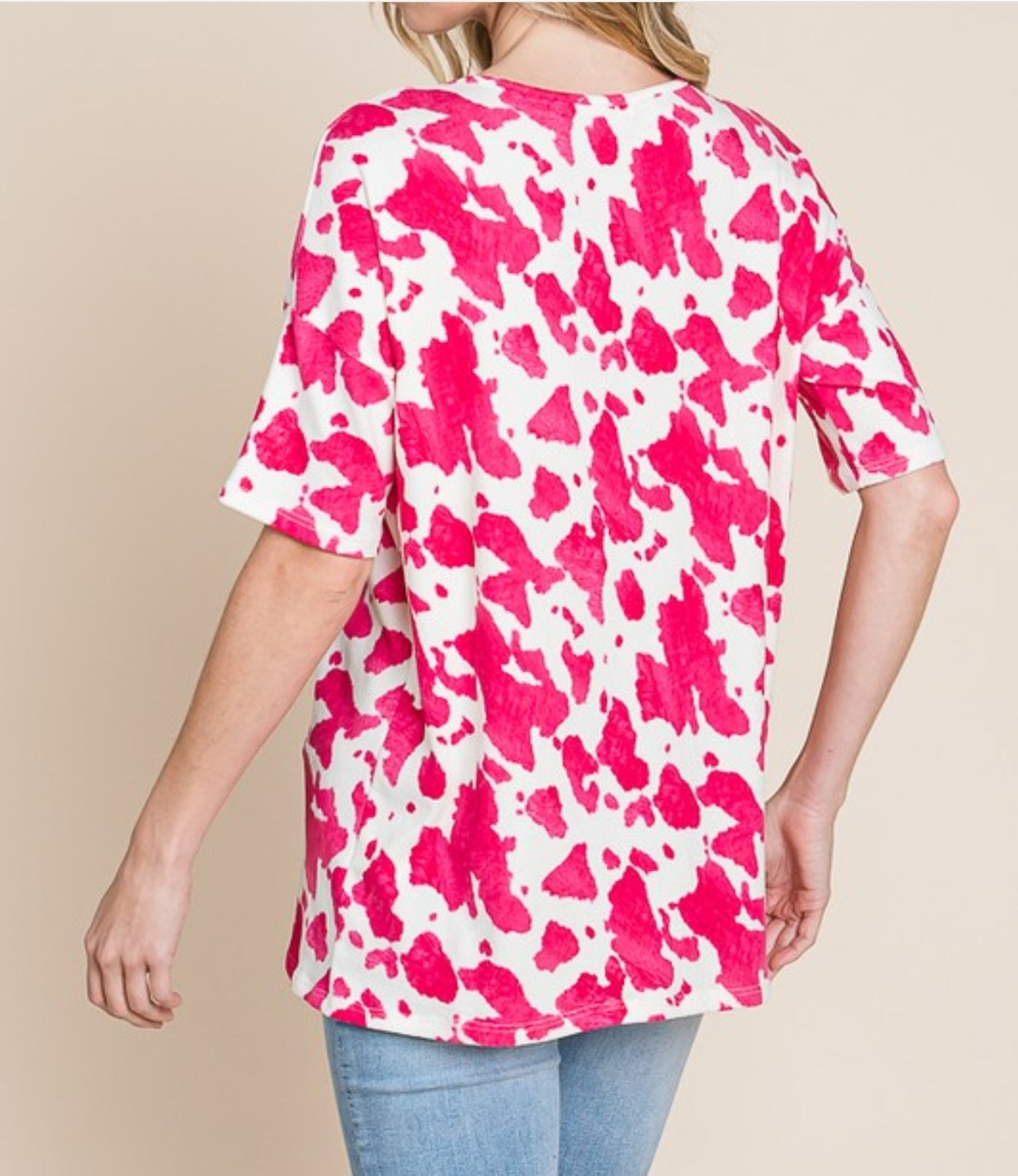 Loose Fit Cow Print Top