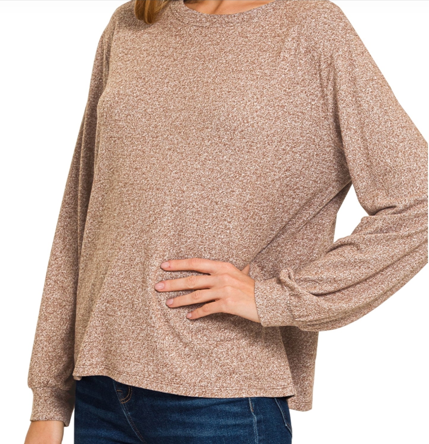 Soft Hacci Round Neck Sweater
