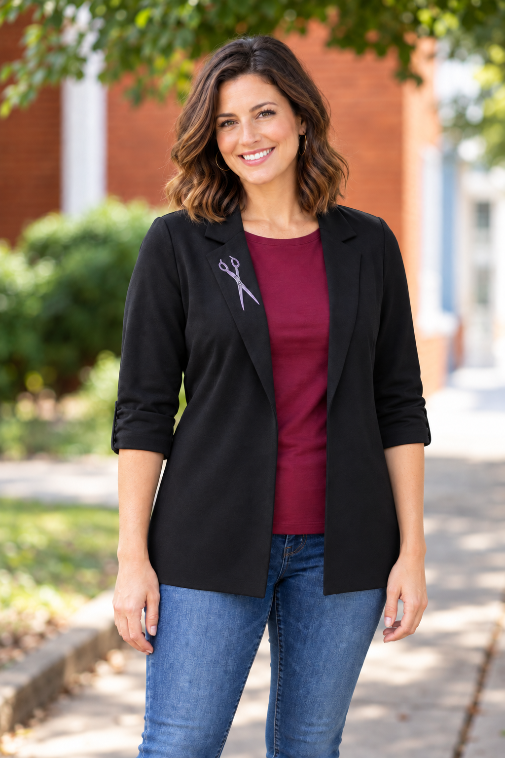 Stylist Blazer with Scissor Design