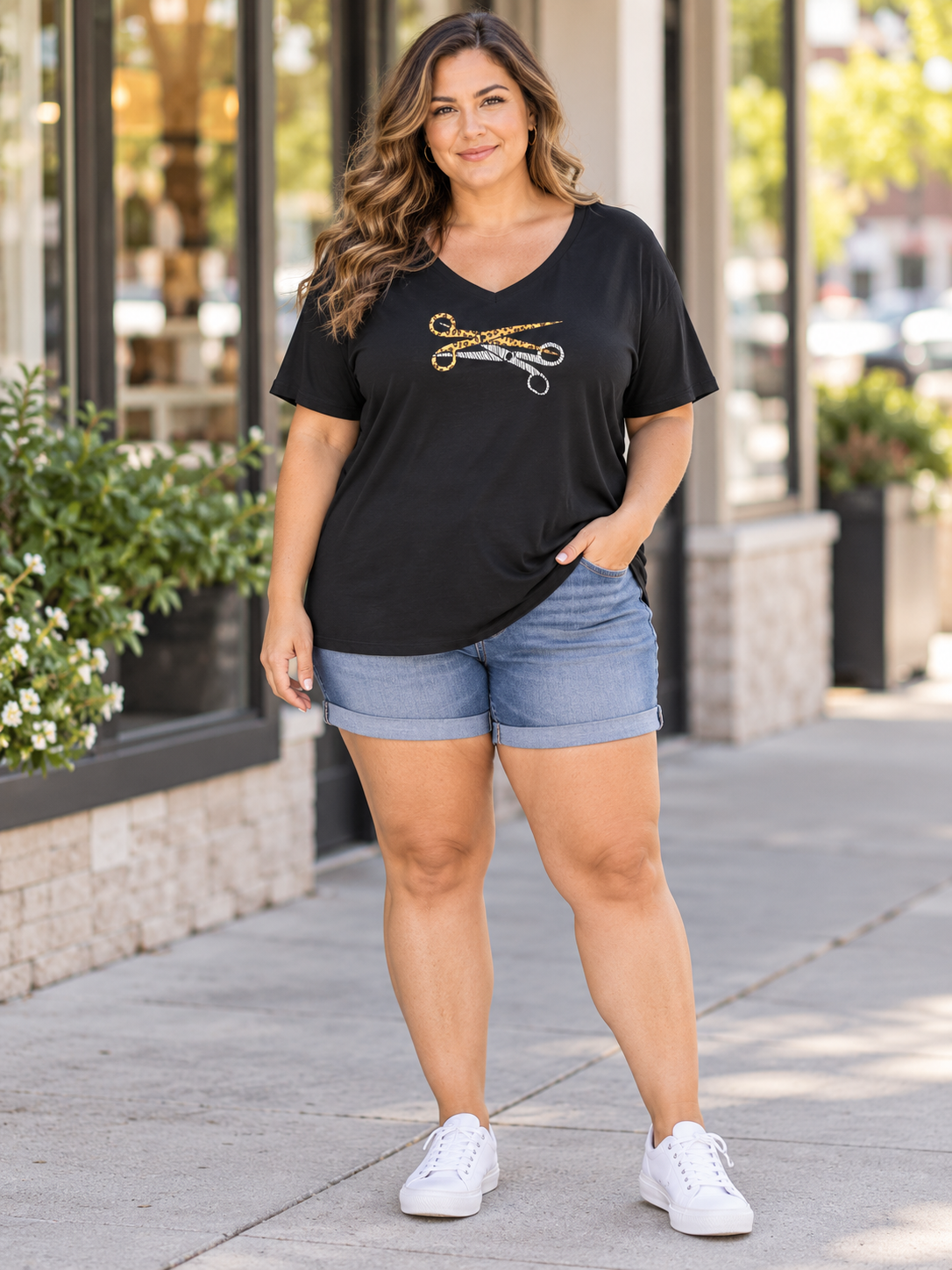 2 Animal print Scissor design Top