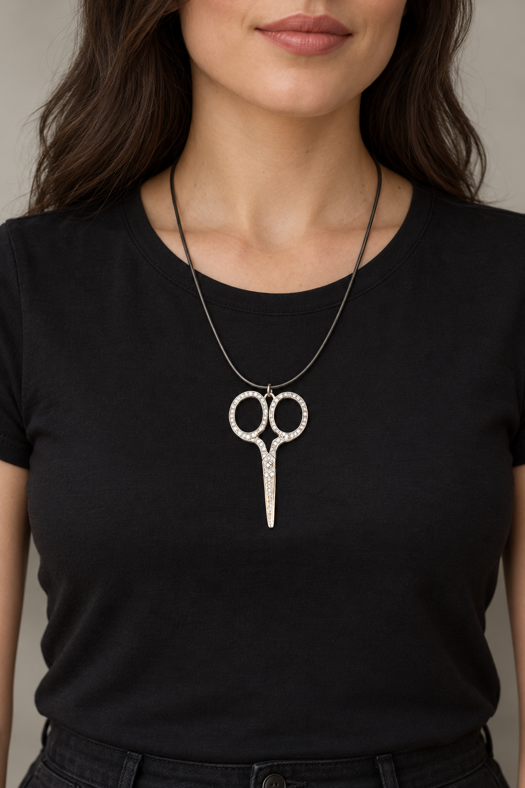 Large Textured Scissor Necklace