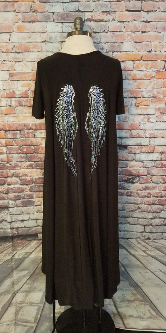 Rhinestone Wing High Low dress