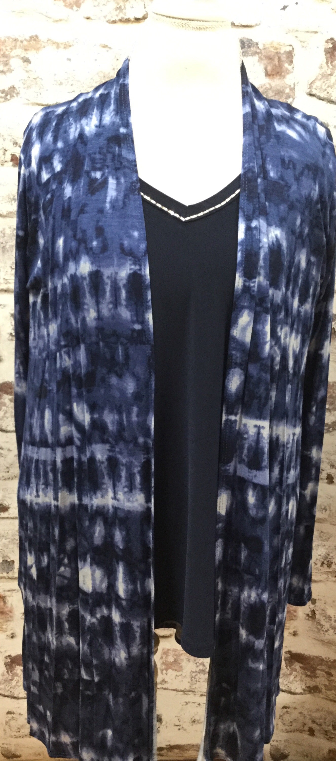 Tye Dye Cardigan in Navy Blue