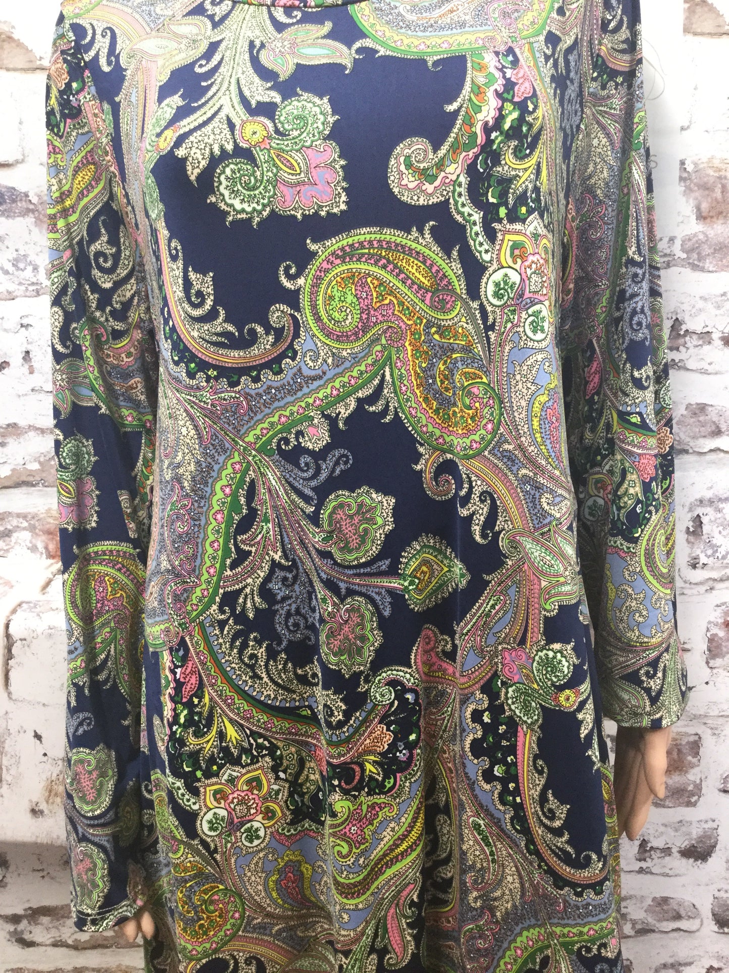 Plus Size Colorful Paisley Long Sleeve Dress