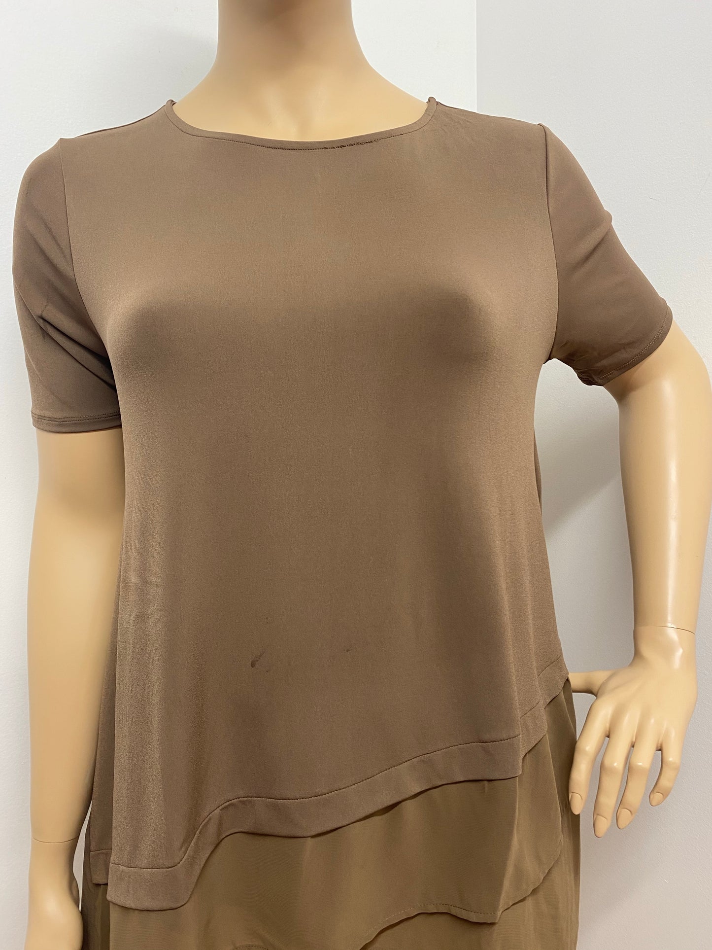 Plus Size Mocha Top with Chiffon Overlay
