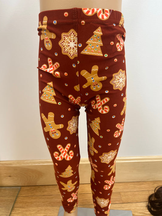 Girls Christmas Leggings "Gingerbread Man"