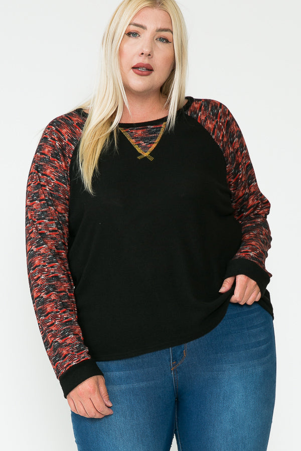 Light Weight Sweater with Baseball Style Sleeve