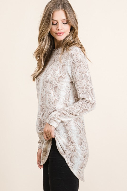 Brushed Knit Snakeskin Print Tunic