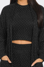 Rhinestone Pant Set with Cardigan