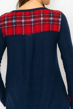 V Neck Plaid Top
