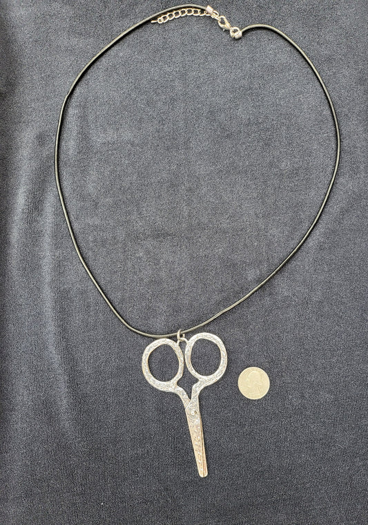 Large Textured Scissor Necklace