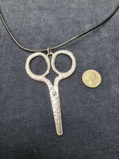 Large Textured Scissor Necklace