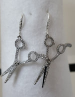 Cubic Zirconia Etched Scissor Earrings