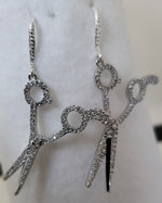 Cubic Zirconia Etched Scissor Earrings