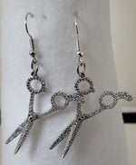 Cubic Zirconia Etched Scissor Earrings