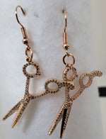 Cubic Zirconia Etched Scissor Earrings