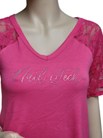 Nail Tech Tunic with Lace Sleeves Multiple Colors