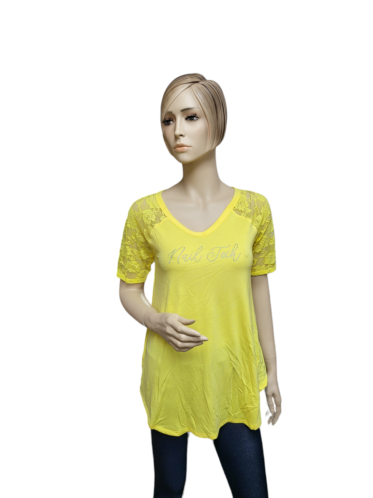 Nail Tech Tunic with Lace Sleeves Multiple Colors