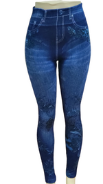 Denim Print Fleece Leggings