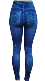 Denim Print Fleece Leggings