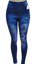 Denim Print Fleece Leggings