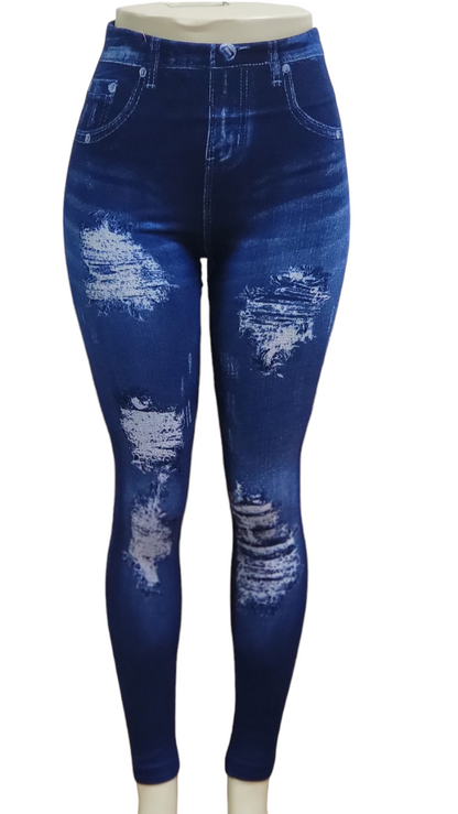 Denim Print Fleece Leggings