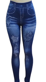 Denim Print Fleece Leggings