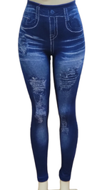 Denim Print Fleece Leggings