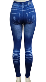 Denim Print Fleece Leggings