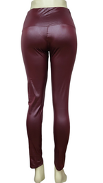 Faux Leather Burgundy Yoga Style Leggings