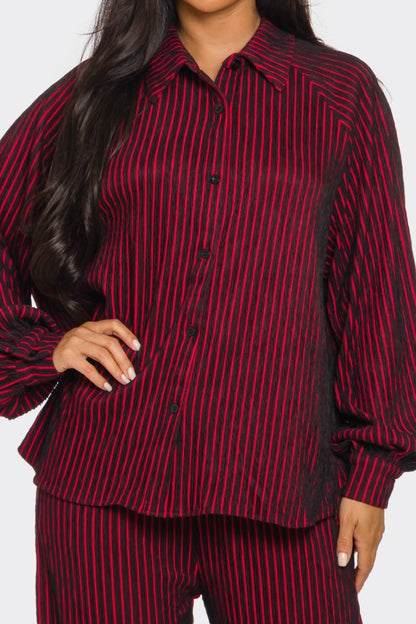Button Down Blouse and Pant Set