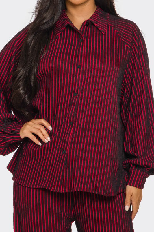 Button Down Blouse and Pant Set