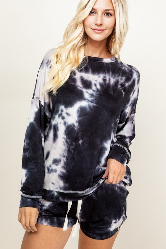 Plus Long Sleeve Tie Dye Top