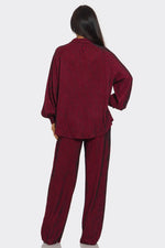 Button Down Blouse and Pant Set