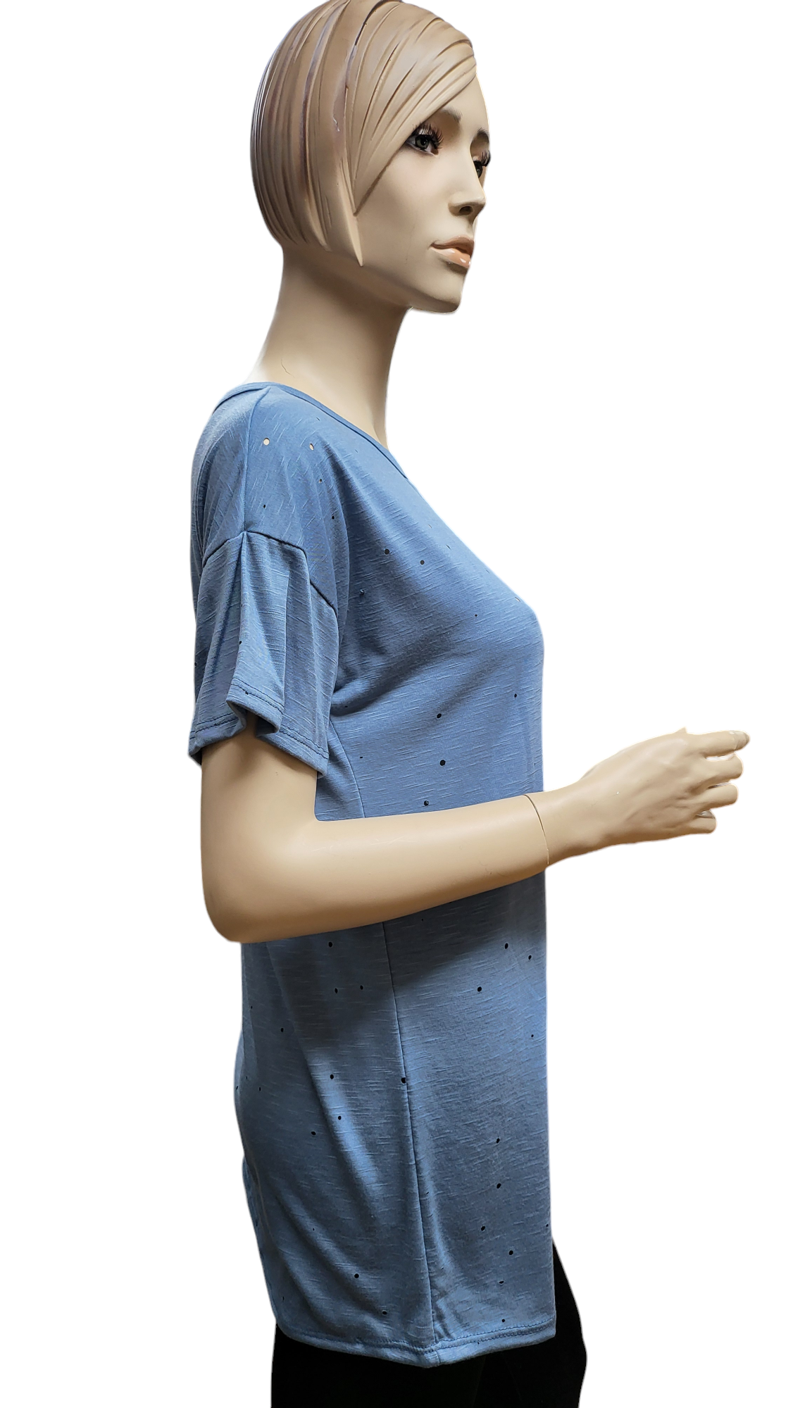 Laser Cut Out Short Sleeve Top