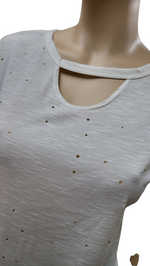 Laser Cut Out Short Sleeve Top