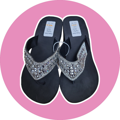 Rhinestone Wedge Flip Flops