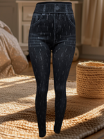 Jean Print Leggings with Glitter Aceent