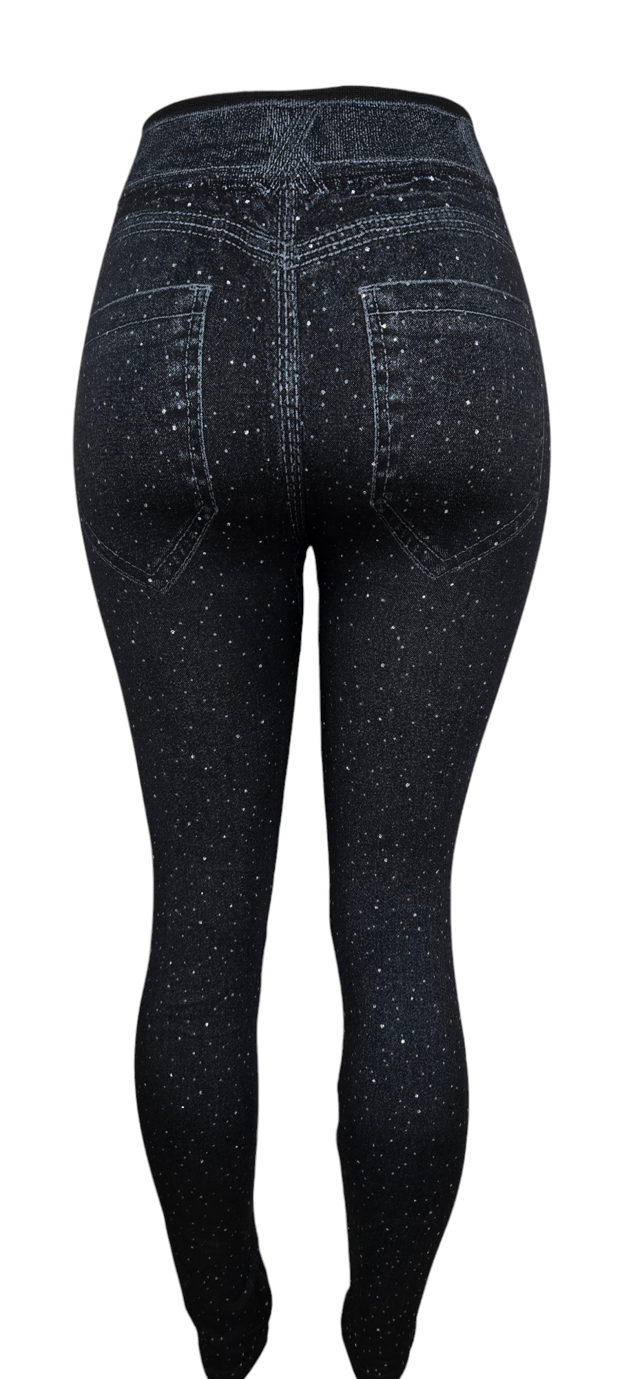 Jean Print Leggings with Glitter Aceent