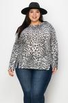 Plus Size Leopard Fleece Lightweight Sweater