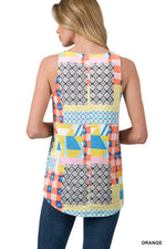 Summer Colored Patch Sleeveless Top