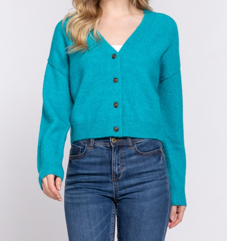 Waist Length Button Down Sweater