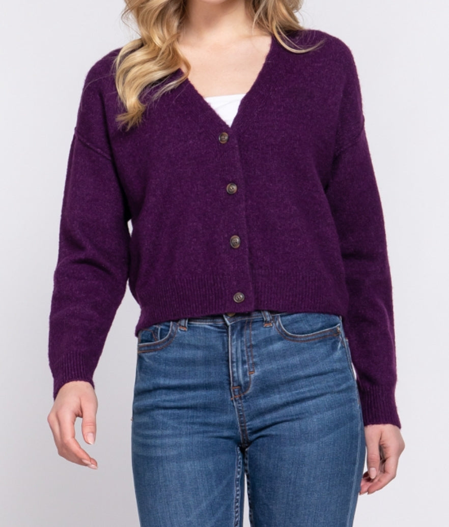 Waist Length Button Down Sweater