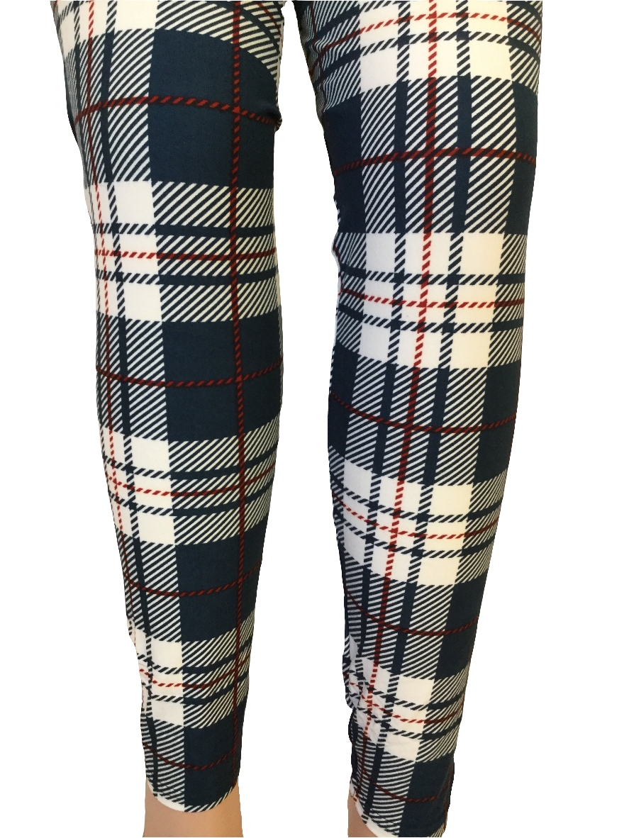 Printed Leggings "Navy Plaid"