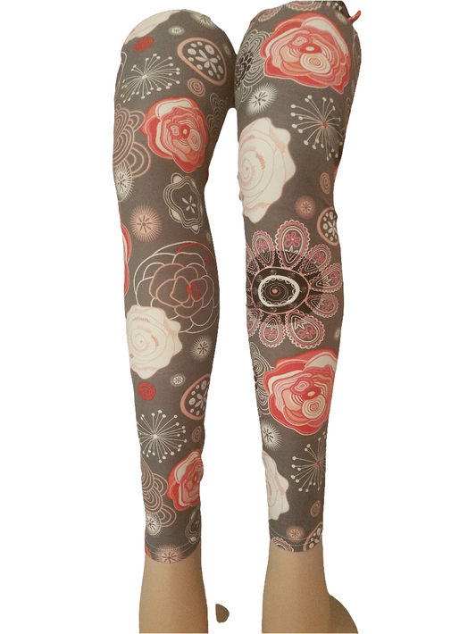 Printed Leggings "Coral Flower Design"